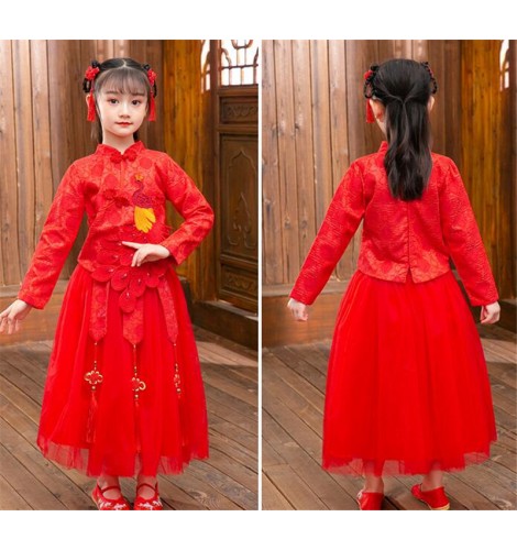 Girls chinese hanfu china folk dance costumes ancient traditional ...