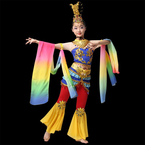 Children's chinese fairy flying folk dance costumes girls china ...