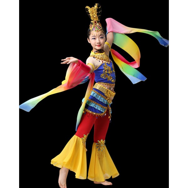 Children's chinese fairy flying folk dance costumes girls china ...