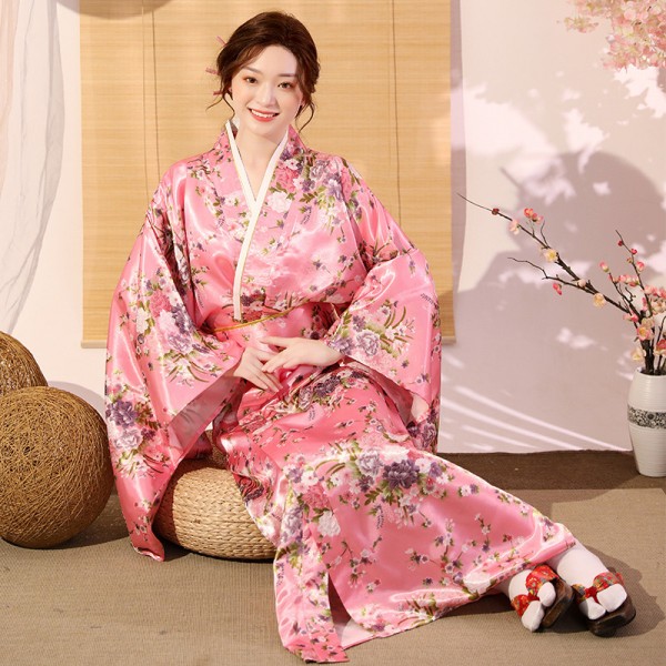 Japanese ladies traditional long formal Kimono dress cherry blossom ...