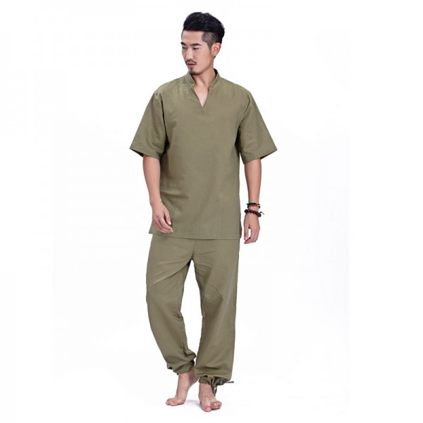 Chinese Tradition Men Suit Loose Trousers Tops Set Tai Chi Zen Meditation  Clothing Cotton Linen Outdoor Yoga Clothes | Wish