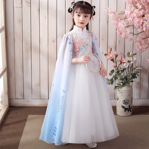 Girl Chinese Traditional Hanfu Princess Qipao Dresses White Fairy 