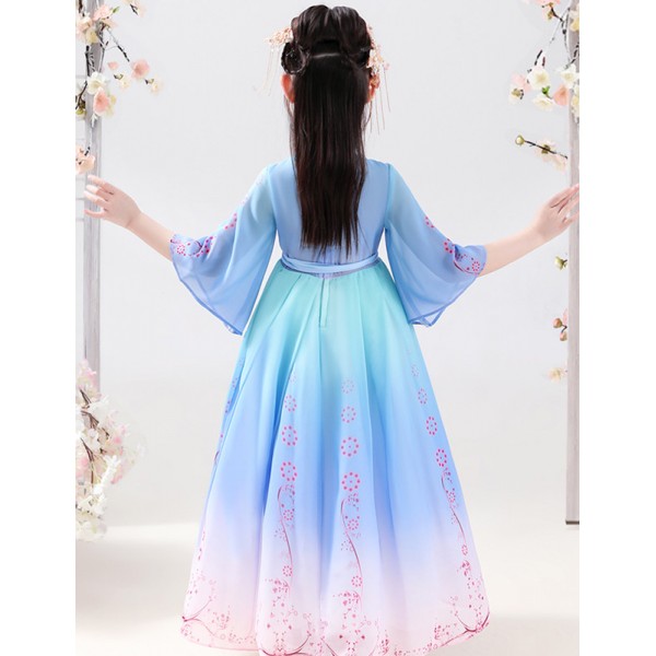  Toddler Baby Dress Girls Children Fairy Hanfu Sleeveless  Dresses Chinese Princess Dress Embroidery Tang Suit Costumes Blue: Clothing,  Shoes & Jewelry