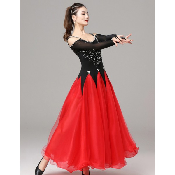 Black with red competition ballroom dance dresses for women waltz tango ...