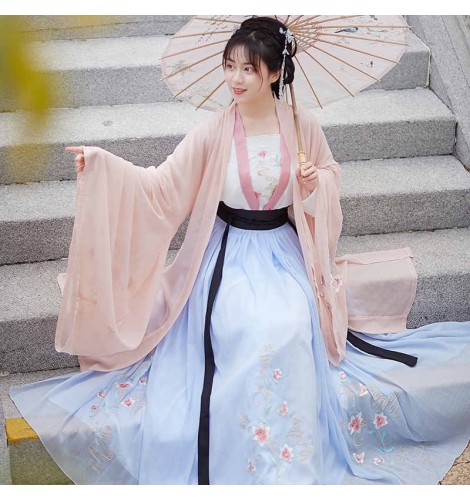 Women red pink chinese hanfu han qing tang dynasty chinese folk ...