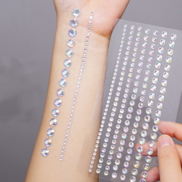 White black diamond Stage makeup stickers for women girls Gemstones hair  style stickers bright bling eyes face rhinestones decorative jewelry hair  nail stickers