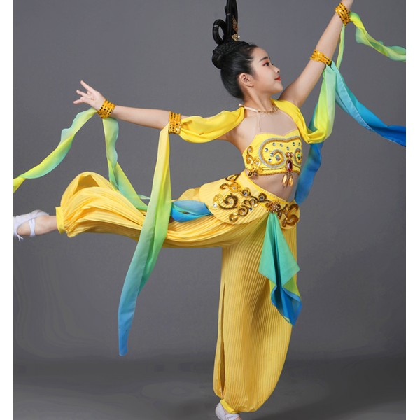 kids girls Feitian Dunhuang classical Fairy Chang e folk Ribbon dance ...