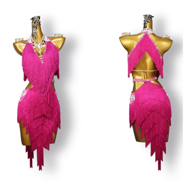 Sequin Cabaret Dance Costume Bra in Hot Pink and Fuchsia