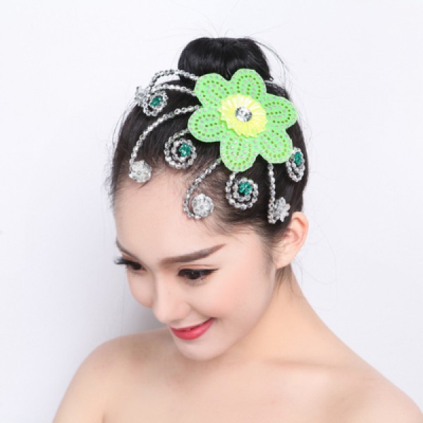 Women girls Ethnic modern dance headdress Latin Yangge dancing Hair ...