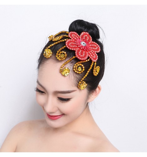 Women girls Ethnic modern dance headdress Latin Yangge dancing Hair ...