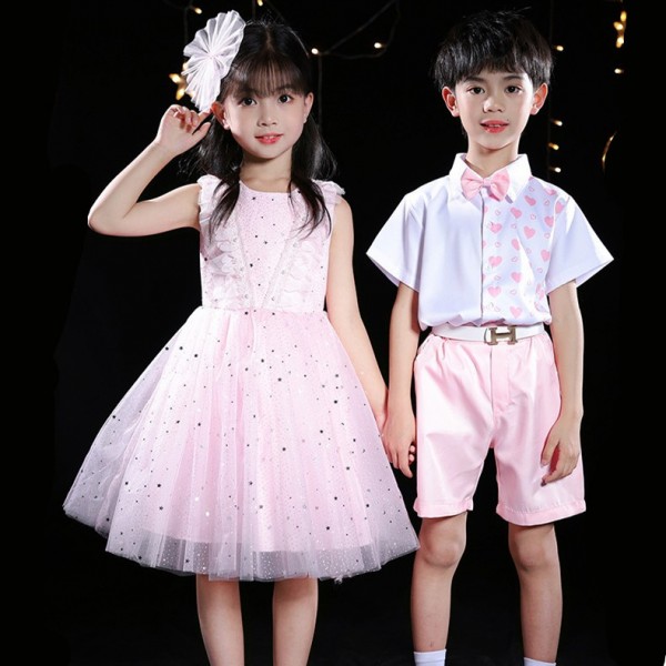 Girls kids boys pink purple jazz dance costumes modern dance princess ...