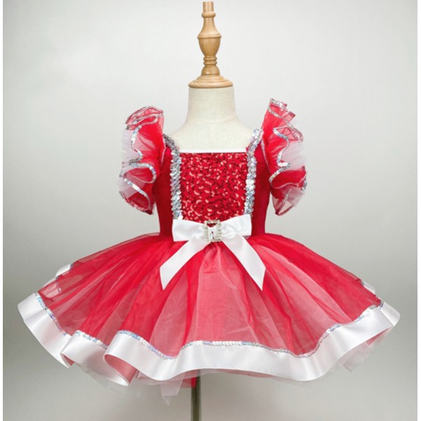 Girls Baby Toddlers Red Green Blue Sequins Jazz Dance Dresses Tutu ...