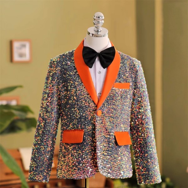 Irregular Colorful Men's Suits Stage Outfits Male Singer Host Blazers Pants  Suit