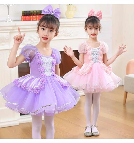 Neon Pink Girls Tutu Skirt Dance Costume, Ballerina Outfit