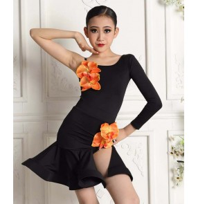 Children white Latin ballroom dance dresses Standard regulation competition  dress Girls practice Latin costume suits