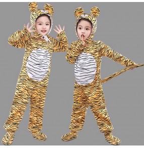 Children's Little Tiger Cartoon Show dress up Costumes for toddlers boys girls Kindergarten Halloween Xmas Canival Party Rave dance Tiger anime drama cosplay rompers