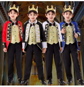 Children Boys Halloween Xmas Party European Palace court Prince dress up costumes for kids musical instruments film drama guard of honor Birthday photos cosplay outfits