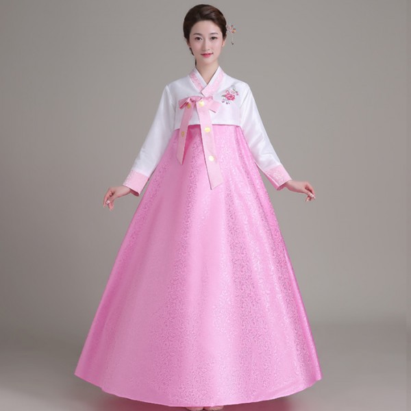 Light pink purple violet red hanbok korean women's ladies female stage ...