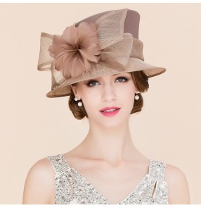 Light Green Fancy Bow Down Brim Sinamay Dress Formal Hat - Sun Yorkos