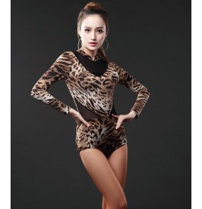 Black women's ladies competition gymnastic professional latin samba dance  catsuit bodysuit jumpsuits leotard pants