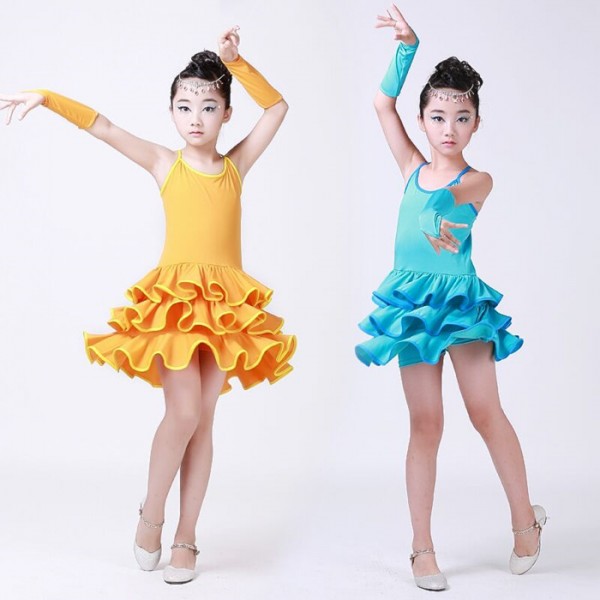 Orange turquoise sky blue sleeveless backless girls kids children ...