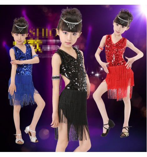 Red black royal blue sleeveless sequins girls kids children