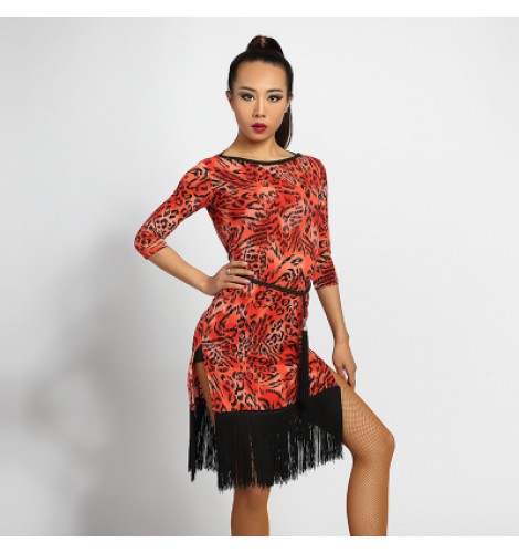 ladies red leopard print dress