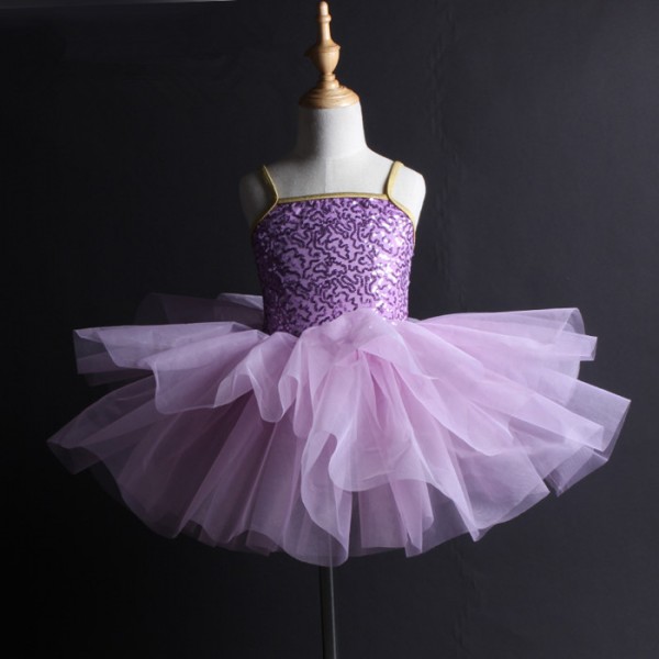 Violet purple sequins paillette front sleeveless girls kids children ...