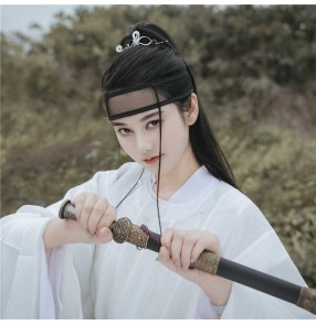 ancient Chinese swordsman warrior High Ponytail Wig for Men Hanfu Film Television drama cosplay Straight hair extension clip-grab male female knight COS