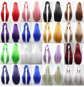  Anime drama cos wig for women men multi color long straight hair banquet stage performance model show film movies cosplay wig 80cm 