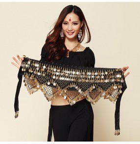 Belly Dance Scarf Costume Silver Coins Skirt Belt Hip Wrap Waist Chain Professional Stage Clothing Woman Dance Wear