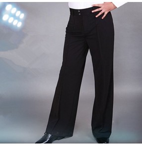 Black ballroom latin waltz tango dancing pants for men male competition stage performance long salsa chacha long trousers
