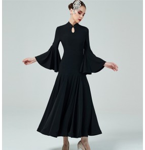 Black wine colored ballroom dancing dresses for women girls waltz tango flamenco dance cheongsam dress for woman