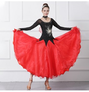 Black with red competition women's ballroom dancing dresses waltz tango dance dress costumes