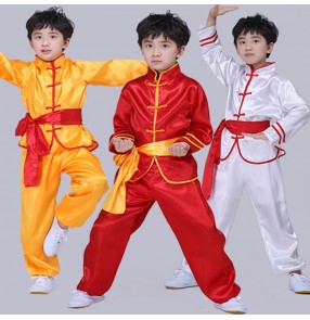 Boy's kids kungfu wushu chinese folk dance costumes martial dragon tachi stage performance costumes