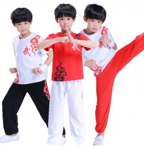 Boys children traditional Chinese wushu kungfu uniforms school  stage performance exercises training suits costumes
