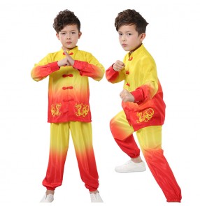 Boys traditional chinese wushu martial taichii uniforms kids children school competition stage performance kungfu suits costumes 