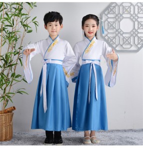 Children chinese hanfu traditional ancient classical princess fairy performance cosplay kimono dresses for boy and girls