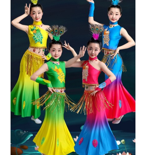 Jazz Dance Performance Suit Hip Hop Dance Outfits Girls Hip Hop Dance Kids  Outfits Ballroom size 150cm Color Clothes And Chain