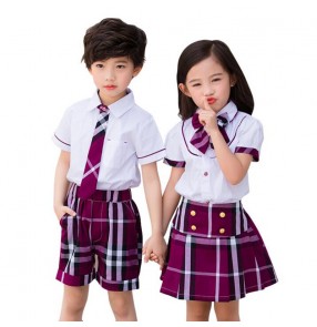 Children England style summer school uniforms chorus performance costumes kids Plaid Skirt Performance Costumes Japanese Style uniforms