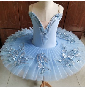 Children's Ballet Performance Dress Puffy light blue Tutu Skirt Girls Swan Lake Ballet Tutu Skirt Little Swan Dance Skirt