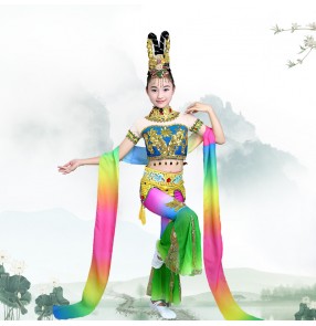 Children's Chinese fairy flying dance costumes girls classical stage performance dress chinese folk dance Dunhuang dance costumes