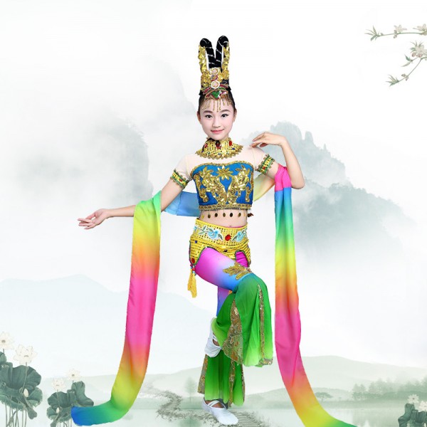 Children's Chinese fairy flying dance costumes girls classical stage ...