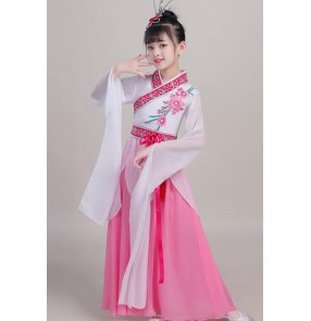 Children's chinese folk dance dress water sleeves china classical dance costumes plucking dance costume female Chinese style elegant hanfu fairy costume for girls