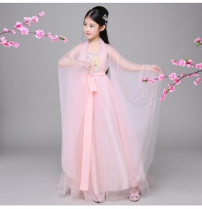 Children's chinese hanfu costume fairy dresses Tang costume ancient princess dress trailing Imperial concubine photos cosplay dresses