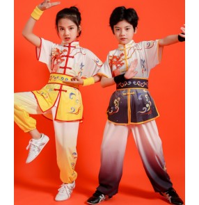 Children's chinese martial arts Wushu clothes Boys girls kindergarten Kungfu taichi training clothing perform martial arts practice costumes for students
