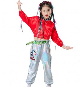 Girls children street hiphop Jazz dance vest modern gogo dancers underwear  tops for kids hip-hop rapper model show performance tops for kids