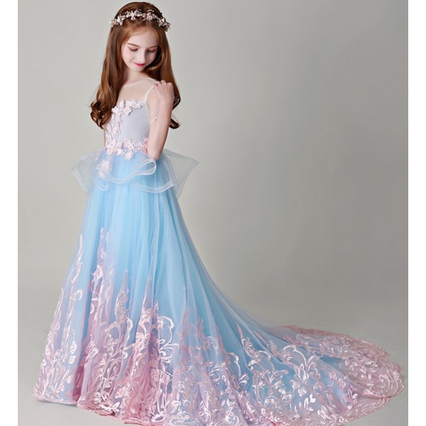 blue girls bridesmaid dress