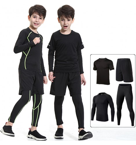 Kids Boys Sports set running Yoga suit Child Gym Fitness Tight workout  clothes