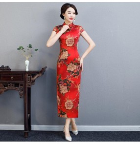 Chinese dress chinese traditional qipao dress oriental style cheongsam model show miss etiquette waistress dress